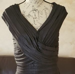 Tadashi Shoji  Crisscross Ruched Cocktail Dress L